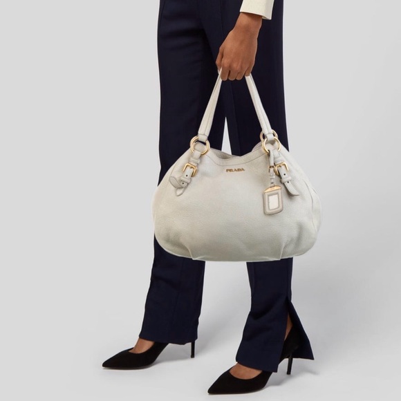 Authentic Prada Cervo Shine Double Zip Leather Tote - Picture 3 of 16